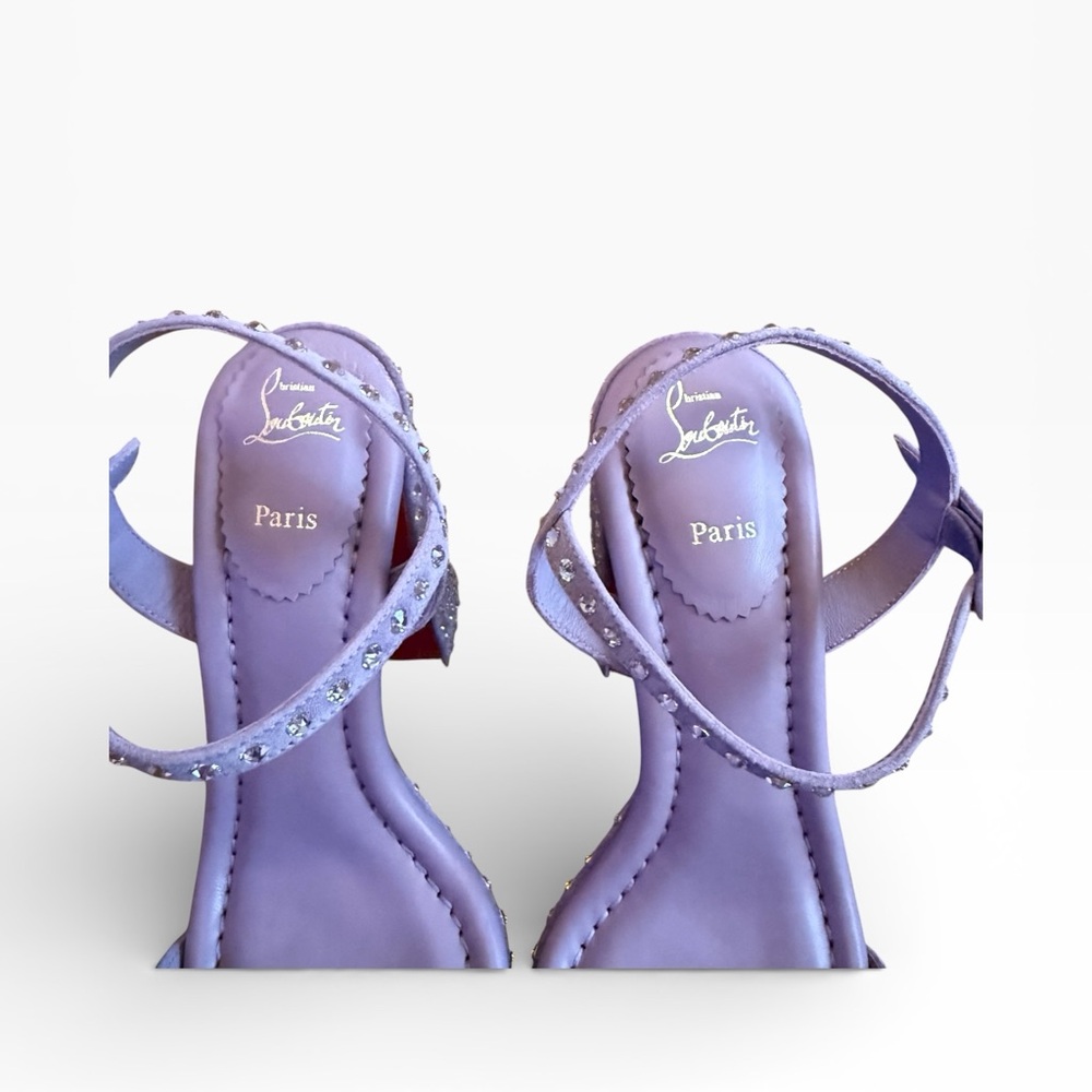 Christian Louboutin Purple Suede Crystal Embellished Movida Jane Platforms 37.5 - Picture 7 of 13